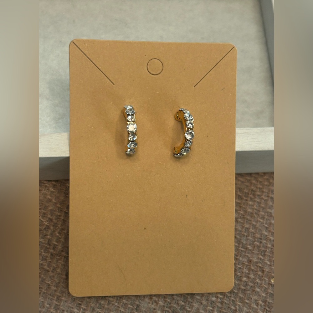 Rhinestone Earrings In Gold Tone